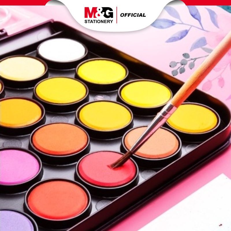 

M&G Cat Air Padat Dilengkapi Kuas Set Solid Water Color Paint 48 Colors with Brush Cat cair 48 warna Mudah Digunakan Warna Cerah High Quality