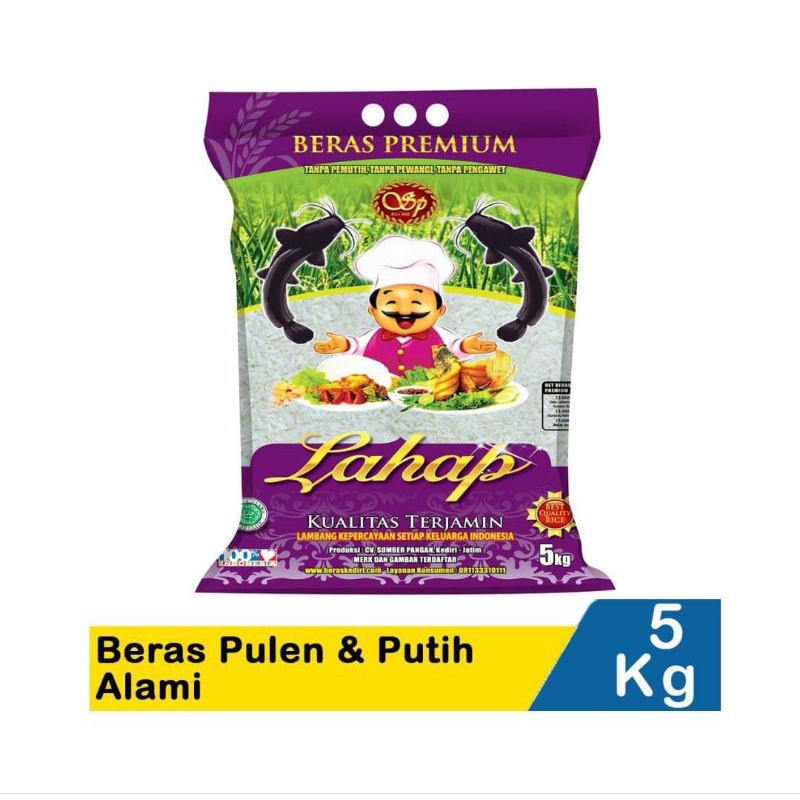 

[ 5 Kilogram ] Beras PREMIUM Lahap Tanpa Pemutih Tanpa Pewangi Tanpa Pengawet Kualitas Terjamin Kemasan 5 Kg