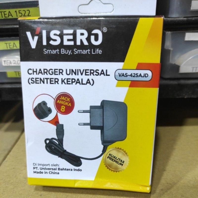 Charger 2 lubang kepala besar Visero 4.2v 500ma Casan lampu doni cas senter kepala dony