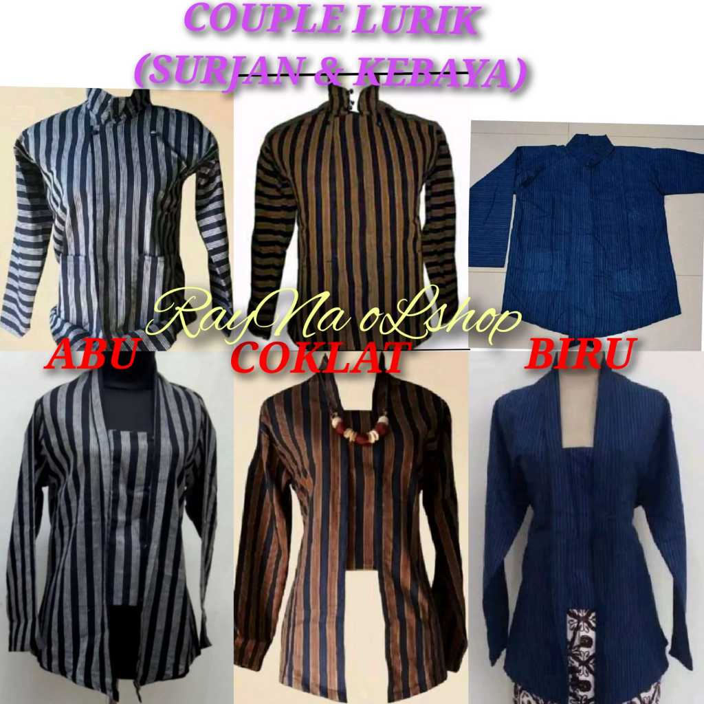 SEPASANG BAJU KEMEJA JAWA PRIA WANITA | KEBAYA LURIK + SURJAN LURIK | SETELAN COUPLE PAKAIAN ADAT TR