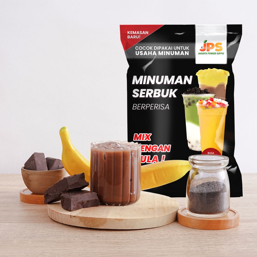 

JPS Mix Choco Banana 1 kg Bubuk Minuman Dengan Gula / Serbuk Instan Cokelat Pisang / Chocolate / Jakarta Powder Supply