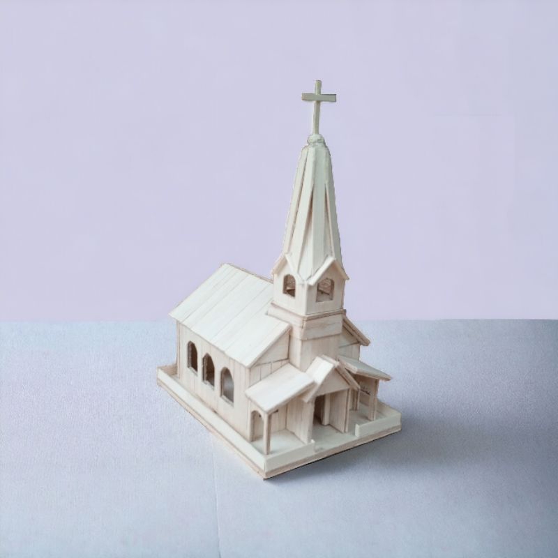 miniatur gereja dari stik es krim