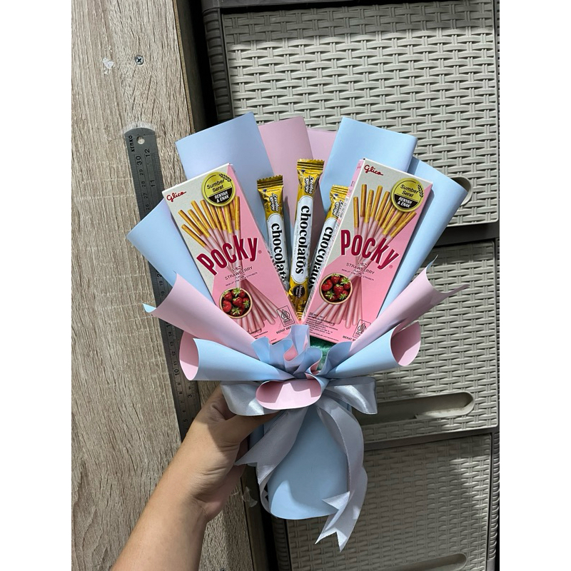 

buket pocky, buket chocolatos, buket snack 30cm