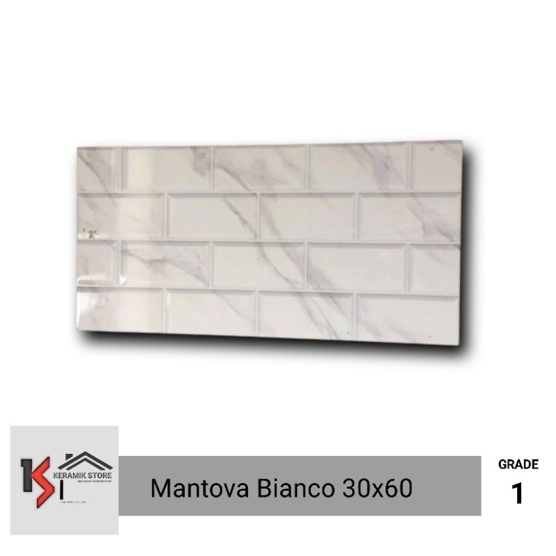 Keramik Dinding Bata Putih 30x60 Timbul (Glossy)/Keramik Dinding Kamar Mandi/Keramik Dinding Dapur/M