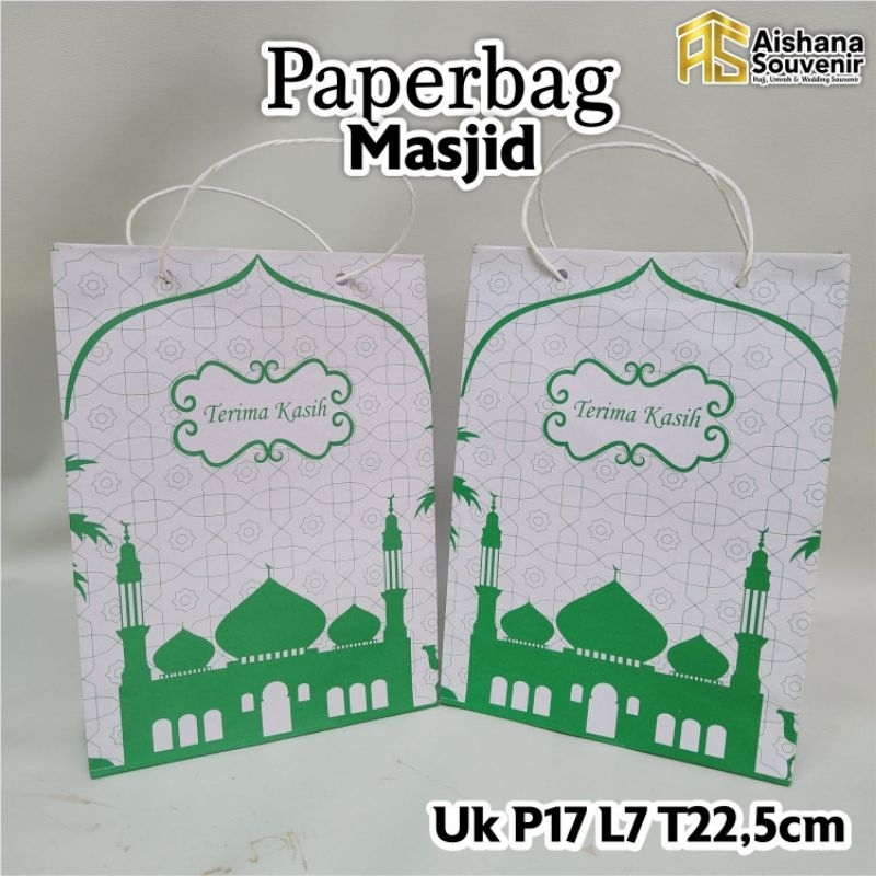 

Paperbag Tema Masjid cocok untuk tas pengajian, hajatan dan haji umroh. Ready Stock UK P17 L7 T22,5cm
