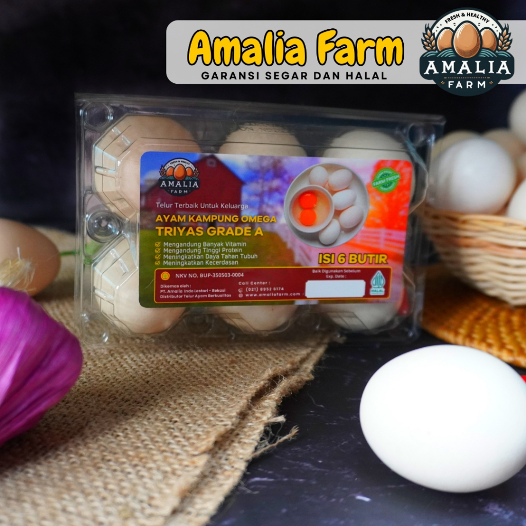 

Amalia Farm - Telur Ayam Kampung Omega Triyas Premium Kemasan 6 Butir