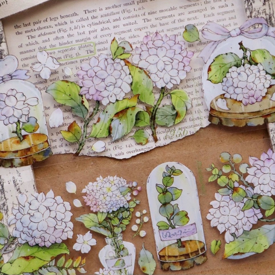 

(Kiricart) BAICANGJIA Hydrangea Flower Aesthetic PET Tape DIY Journaling Scrapbook