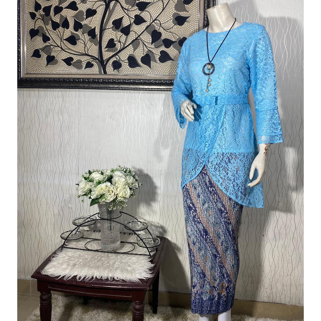 Kebaya tunik brokat model silang/kebaya tunik brukat pita
