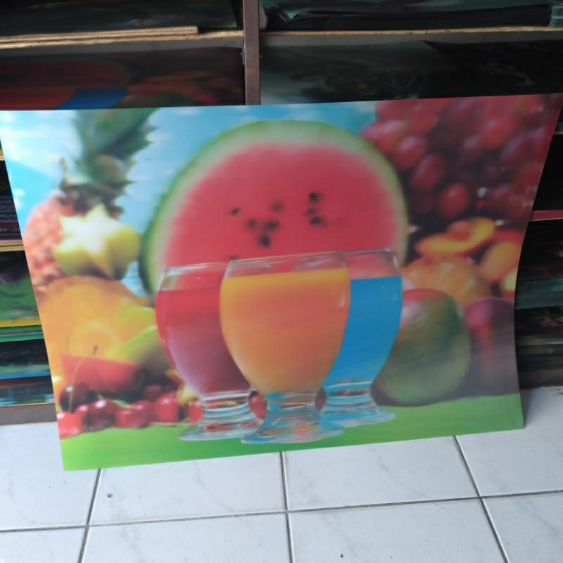 POSTER 3 DIMENSI BUAH DAN MINUMAN UKURAN JUMBO 58X77CM (TERLIHAT NYATA)