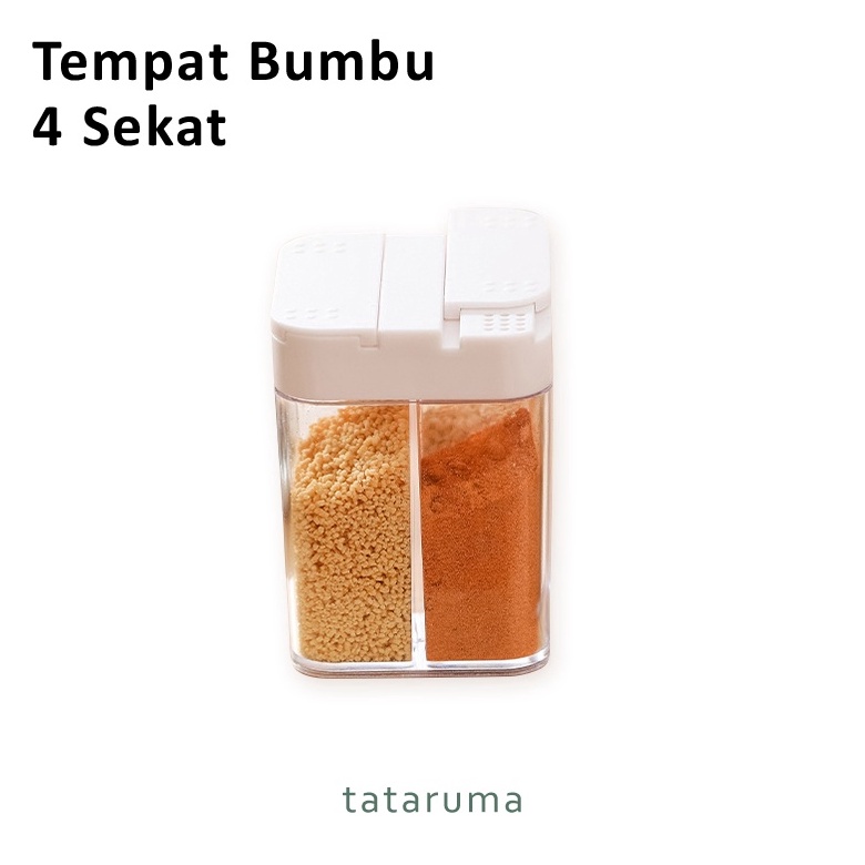 PAKET HEMAT TATARUMA Kona  Kotak Tempat Bumbu Dapur 4 Sekat Dengan Lubang Bubuk