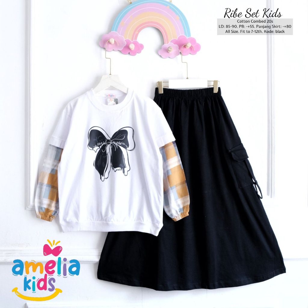 Setelan Rok Anak Perempuan Umur 7 Tahun - 12 Tahun, Pinkan Set Kids by Amelia Solo