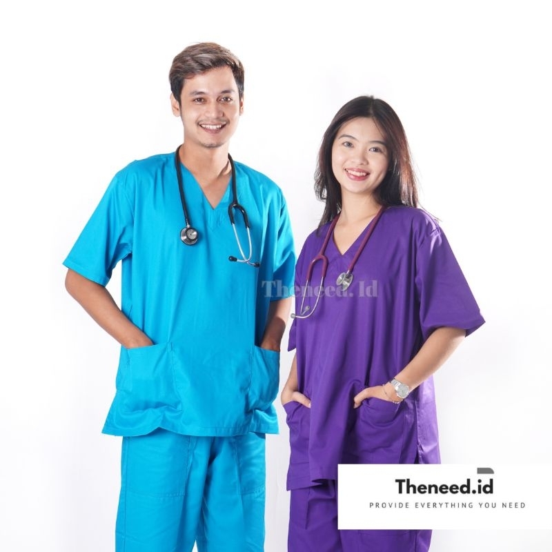 Baju OKA PREMIUM V-neck Lengan PENDEK Preorder/ Baju OK / Scrub / Baju Jaga Dokter dan Perawat
