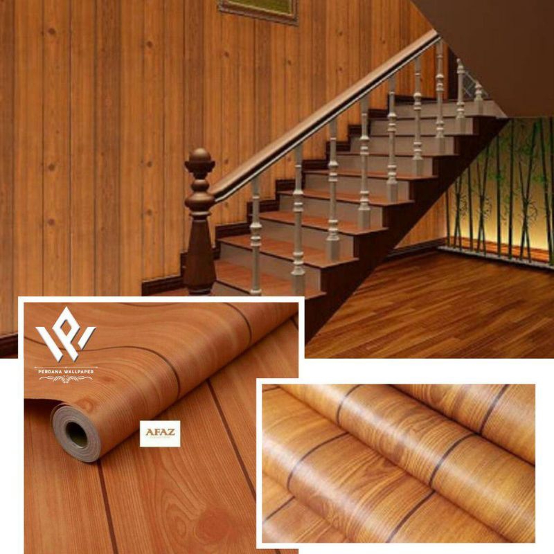Wallpaper Dinding Motif Kayu Cokelat Muda Wall Sticker Wallpaper