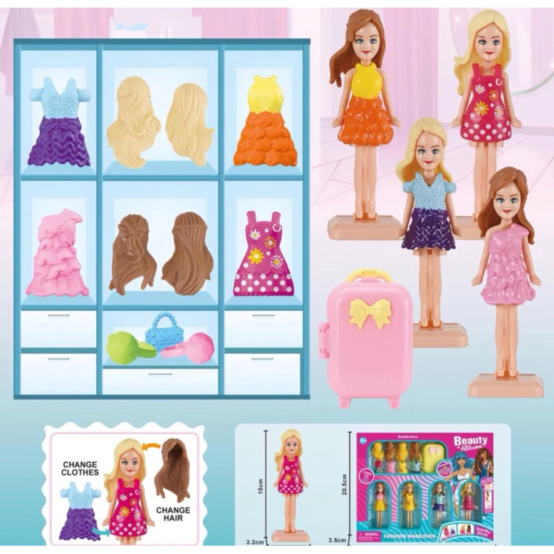 mini doll mainan boneka bongkar pasang baju aksesoris boneka