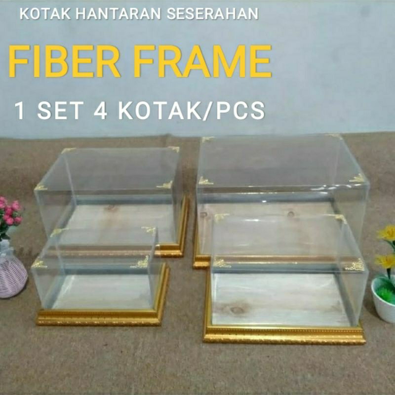 

(REDY STOK) KOTAK HANTARAN SESERAHAN FIBER FRAME 1 SET ISI 4 KOTAK/PCS DAN TUTUP MIKA HIASAN SIKU