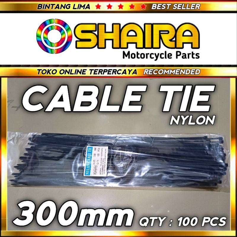 

NYLON CABLE TIE - TALI TIES HITAM / KABEL TIES 30CM (1 PACK ISI 100) TALI PENGIKAT