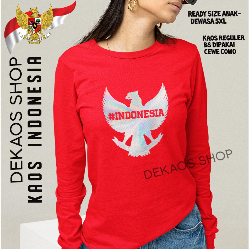 KAOS 17 AGUSTUS LENGAN PANJANG JUMBO KAOS INDONESIA MERAH PUTIH JUMBO GARUDA TERBARU KAOS 17 AGUSTUS