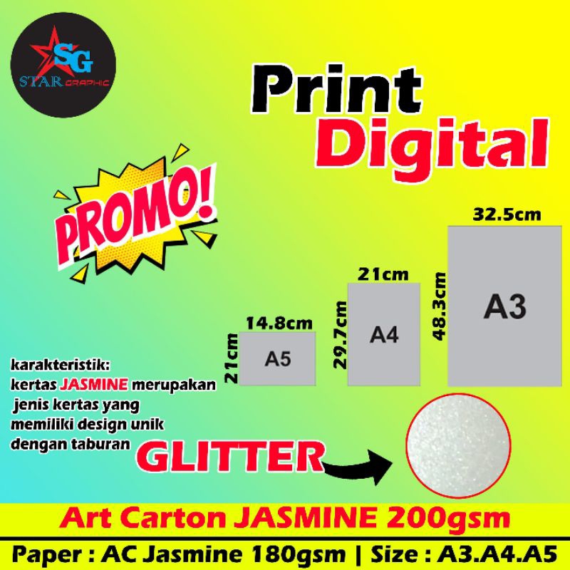 

Cetak Print Digital A3+ Bahan Jasmine