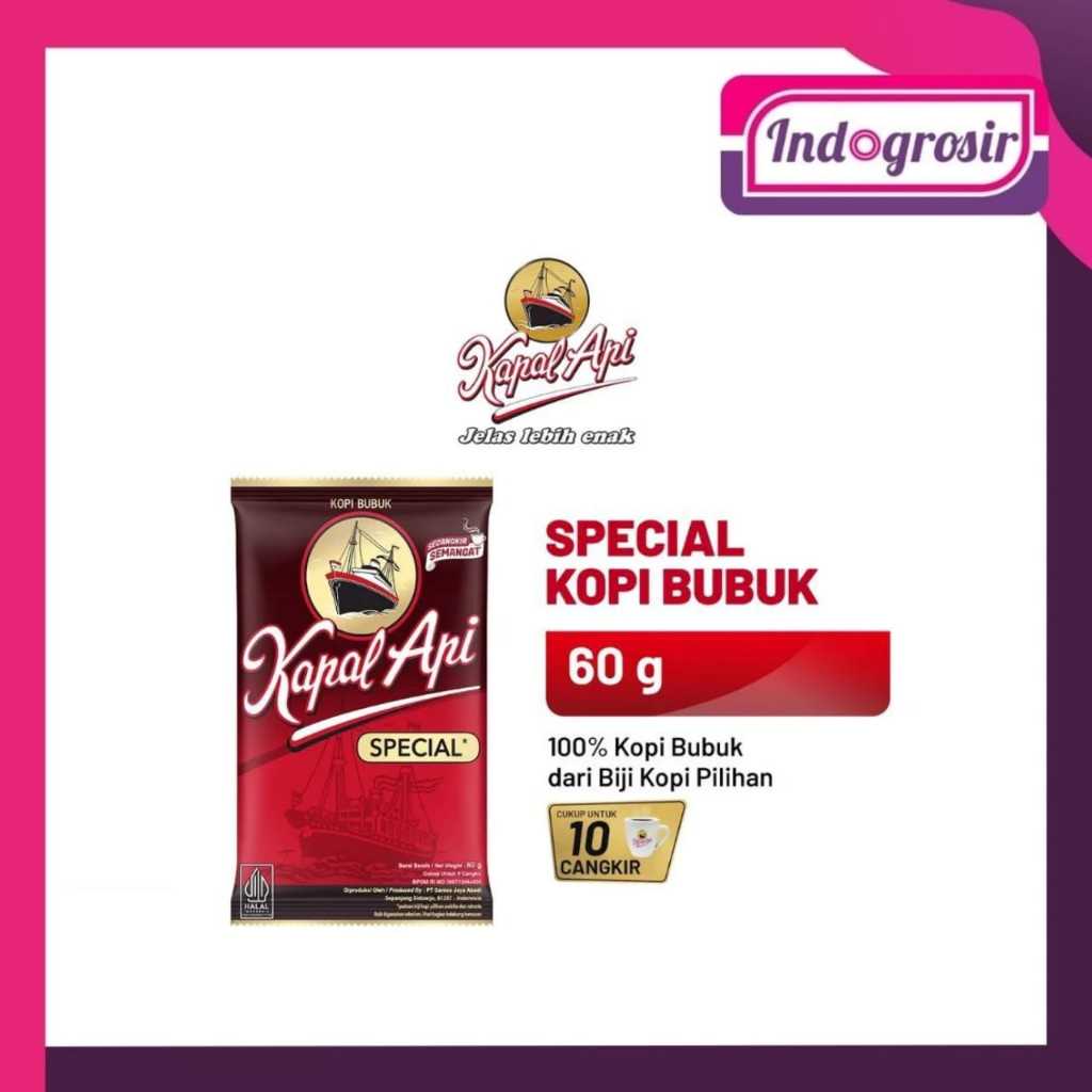 

KAPAL API KOPI BUBUK SACHET 60/KOPI KAPAL API 60G/KOPI BUBUK KAPAL API/PROMO