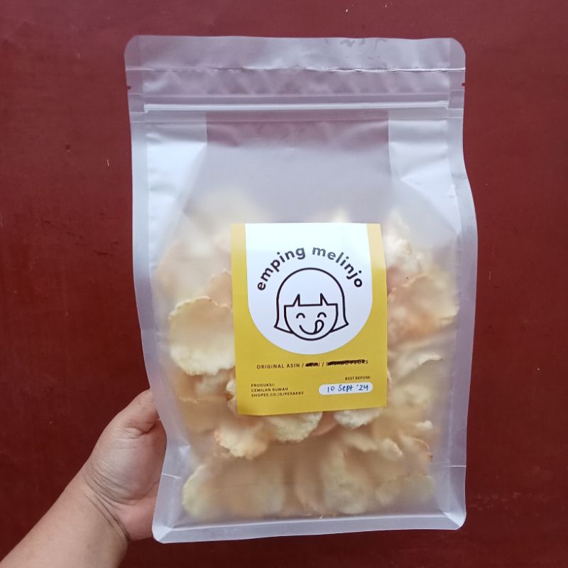 

Emping Melinjo Asin, Pedas Daun Jeruk, Balado Manis Pedas 150 gram