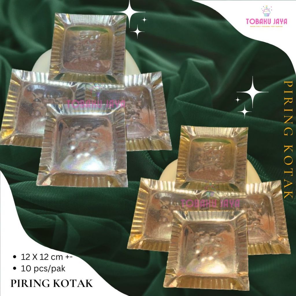 PIRING KERTAS KOTAK/ PIRING KERTAS ULTAH / PIRING KERTAS KOTAK SILVER EMAS / PIRING KUE KOTAK/ PIRIN
