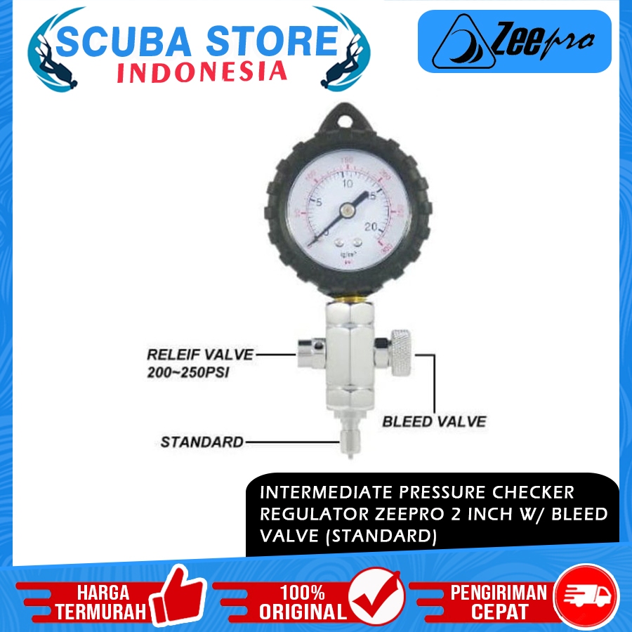 Intermediate Pressure Checker Regulator Zeepro 2 Inch With Valve Standard Hose BCD Cek Tekanan Tabun