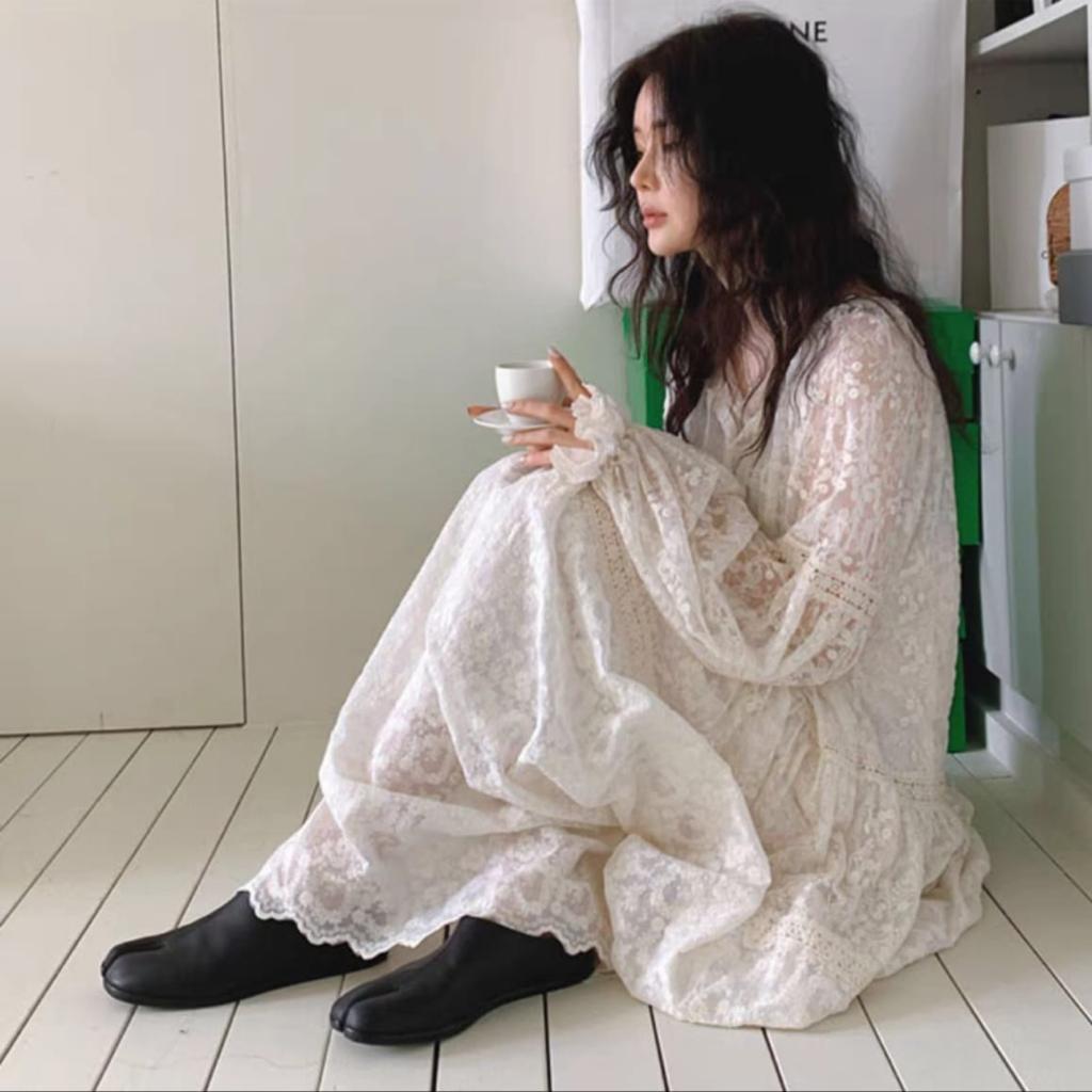 PHARITA MAXI DRESS BRUKAT PREMIUM  LACE BABYDOLL DRES PREMIUM DRES KOREA KOREAN FASHION CASUAL CLASS