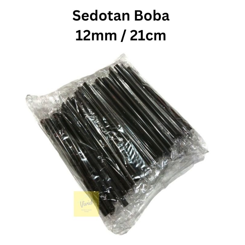 Sedotan Boba 12mm 21cm - Sedotan Bubble Steril - Pipet Plastik Steril - Boba Straw