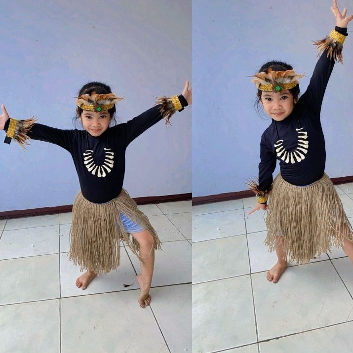 baju adat papua anak perempuan / baju rumbai papua perempuan