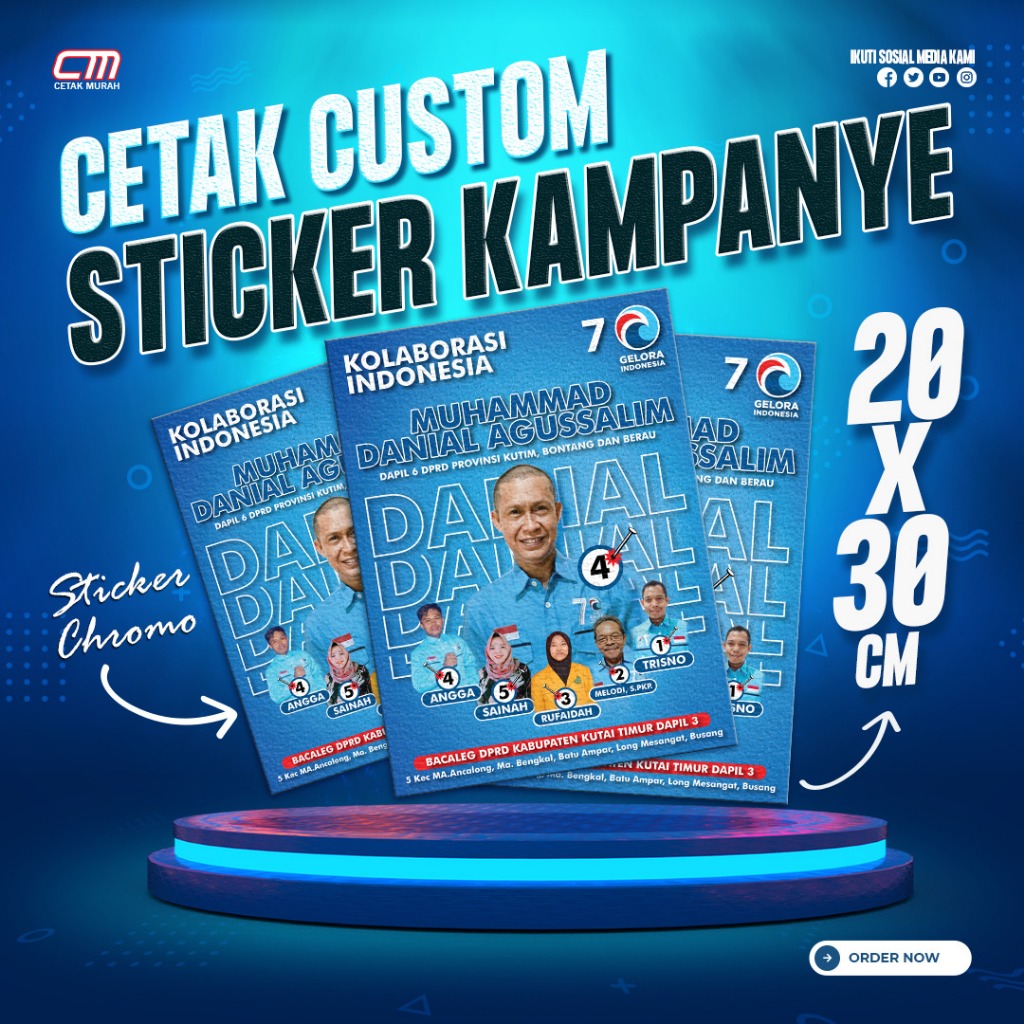 

STIKER PARTAI UKURAN 20X30 MURAH BERKUALITAS