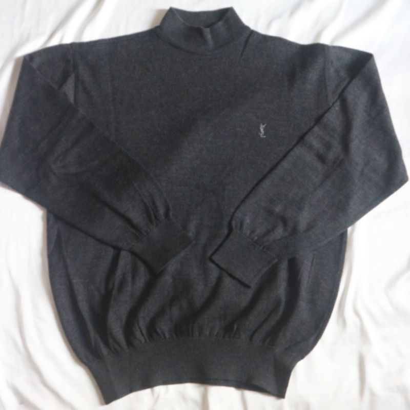 (NO NEGO) YSL Yves Saint Laurent Mock Turtle Neck Knitwear Sweater Sweatshirt Rajut Wool Jaket (No T