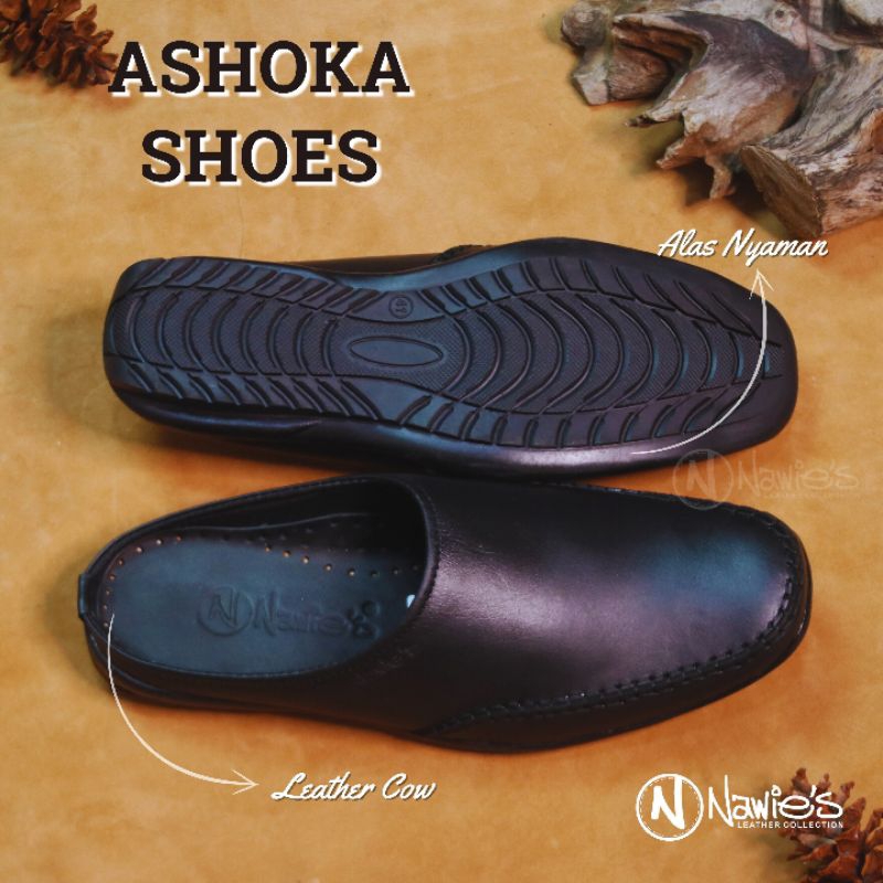 [Nawies Leather] Sepatu Slop Kulit Sapi Asli Sepatu Kerja - Asoka Shoes