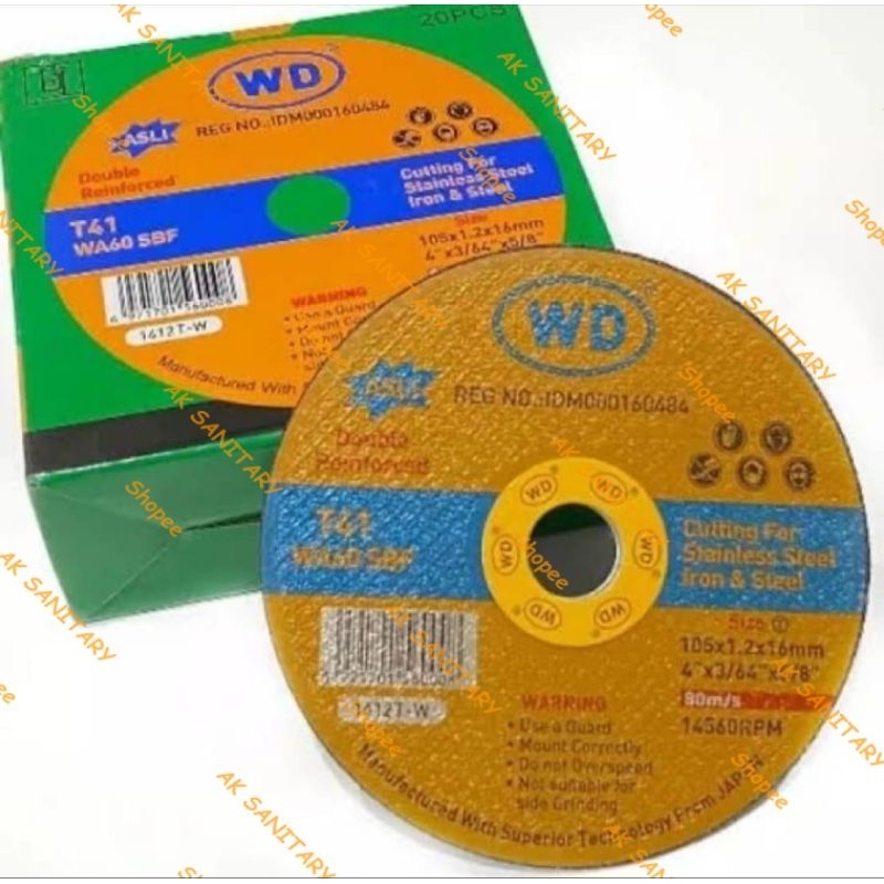 Batu Gerinda Potong 4" - Batu Potong Gurinda Tangan WD 4 × 1,2 1 Kotak