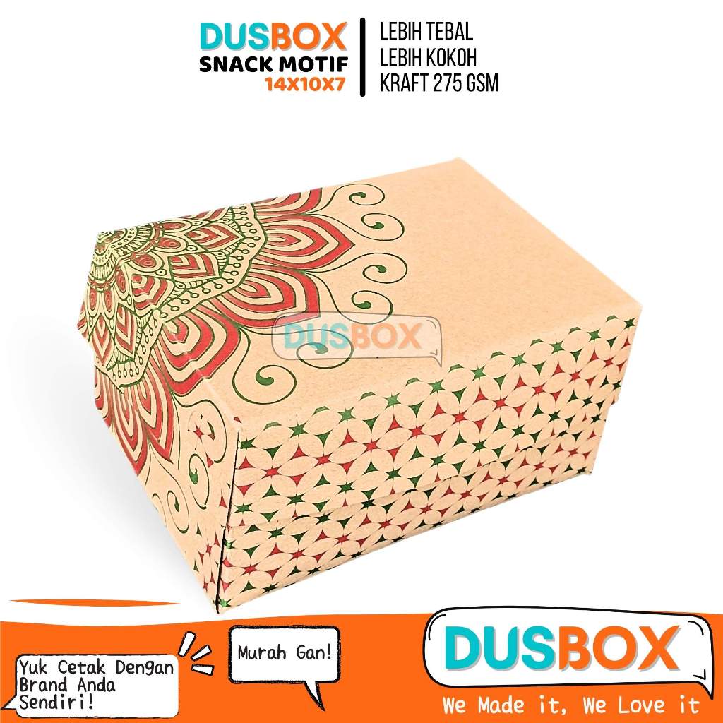 Dus Snack 14x10x7 Motif / Dus cemilan / Box Makanan / Kotak Cemilan / Kemasan Snack / Dus Kue / Box 