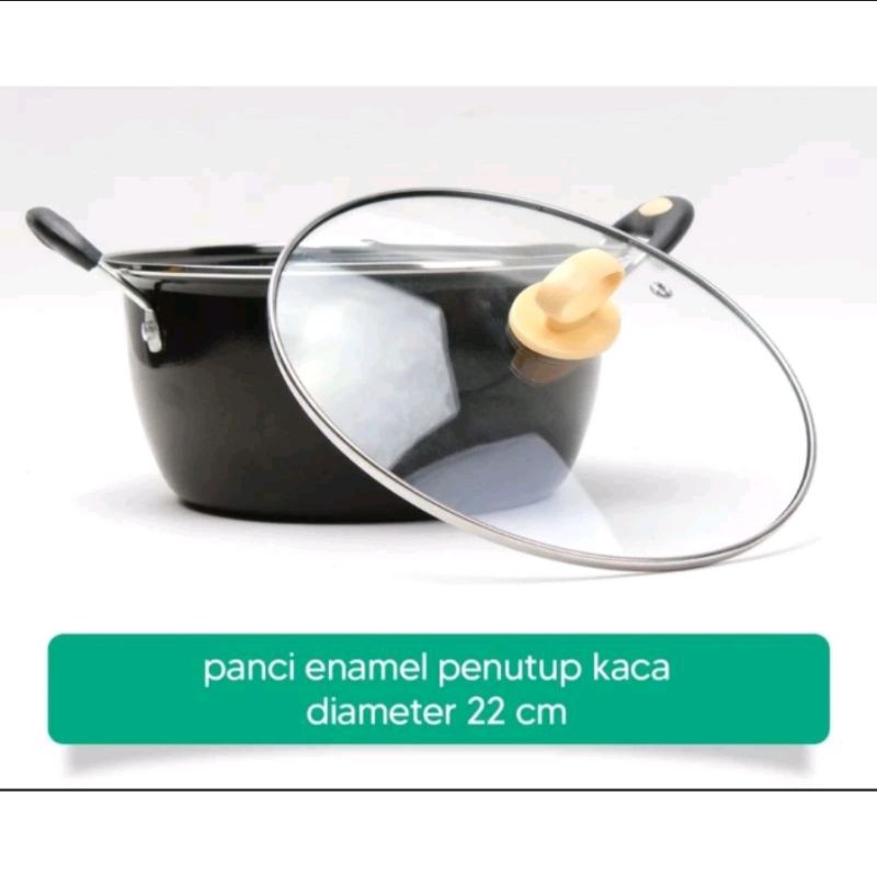 Panci Kuah Tutup 22cm Panci Enamel Panci Sop