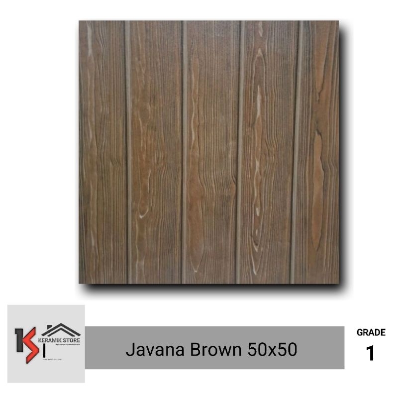 Keramik 50x50 Kasar Teras Muliatile Javana Brown Motif Kayu Kw1