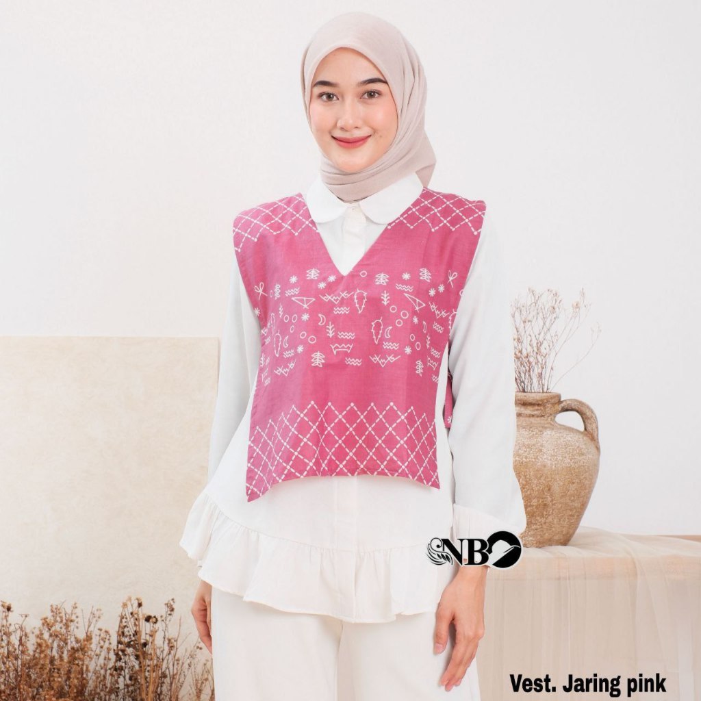 VEST BATIK WANITA MODERN ROMPI OUTER KATUN || ROMPI BATIK || OUTER BATIK WANITA || ATASAN KERJA || S