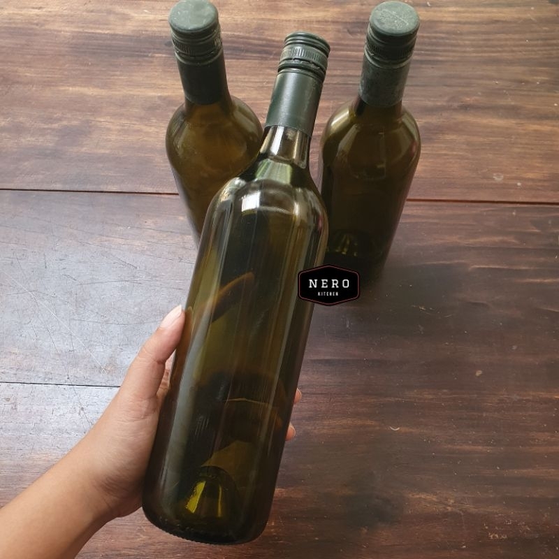 Botol Wine Olive 750ml / Botol wine bekas / Botol Kaca panjang / Botol coklat / Botol Wine Kosong / 