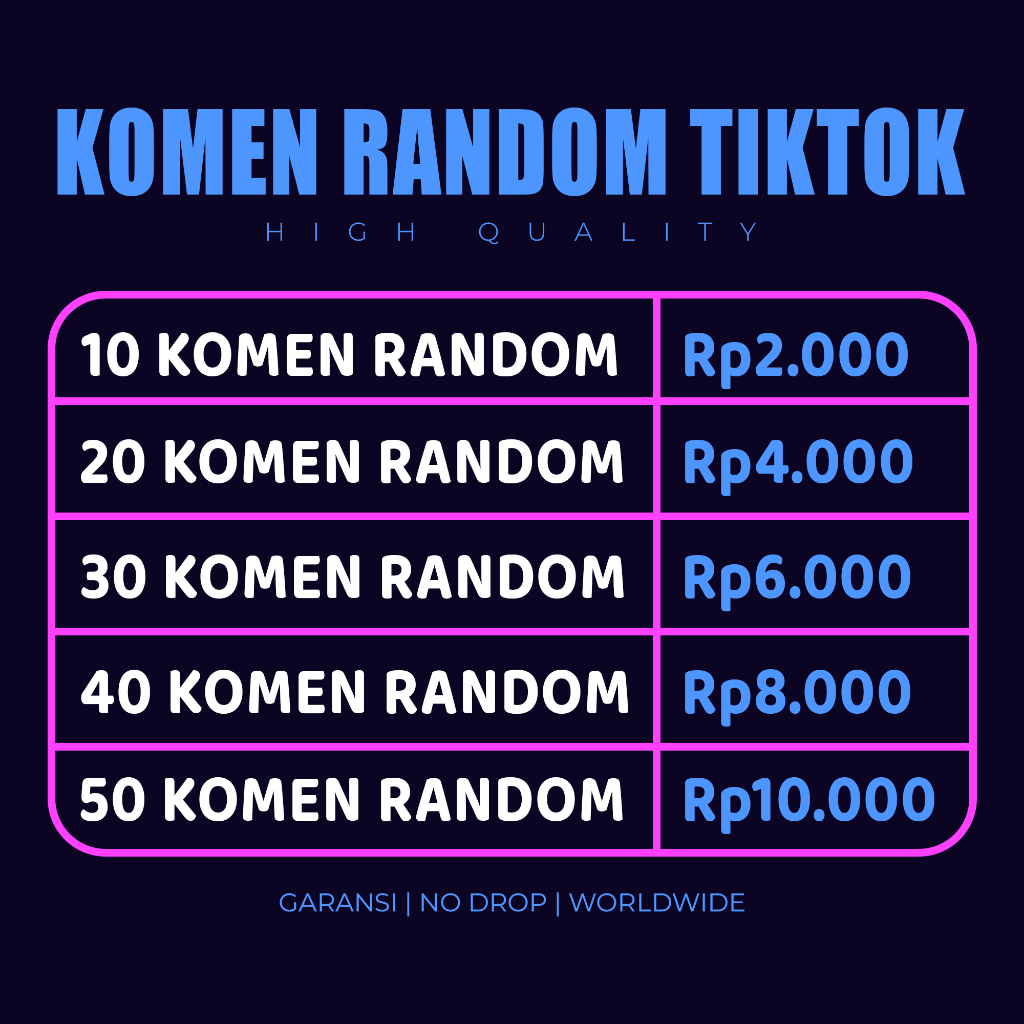 Komen Tiktok High Quality Penambah Komen