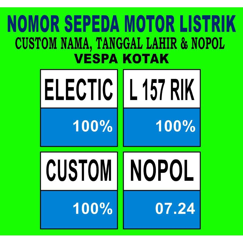 PLAT NOMOR SEPEDA LISTRIK