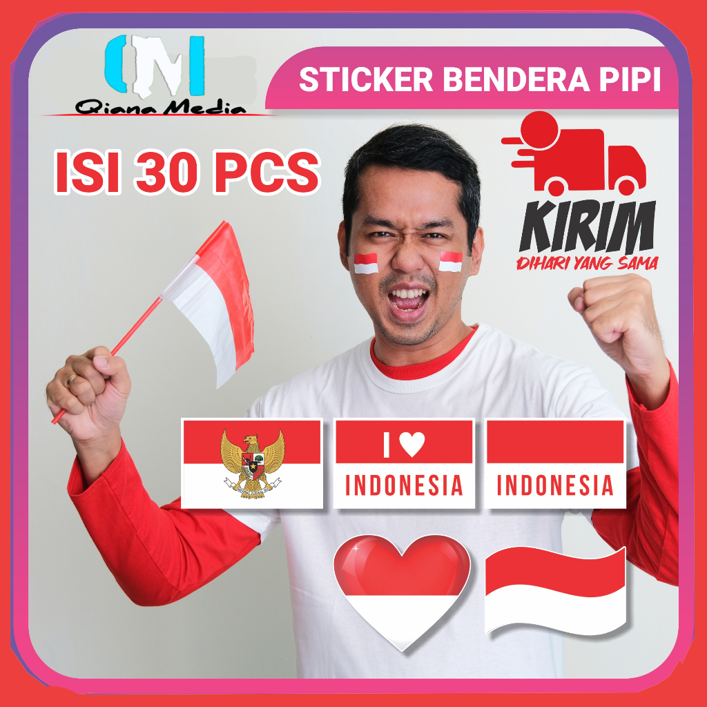 

Sticker Pipi HUT RI / Stiker Pipi Bendera Merah Putih / Sticker Pipi 17 Agustus