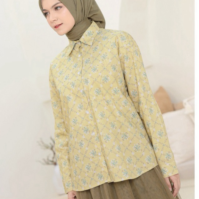 DAWNBLISSCO | Kemeja wanita | Kemeja motif | KALEA Shirt Atasan Wanita Katun Jepang