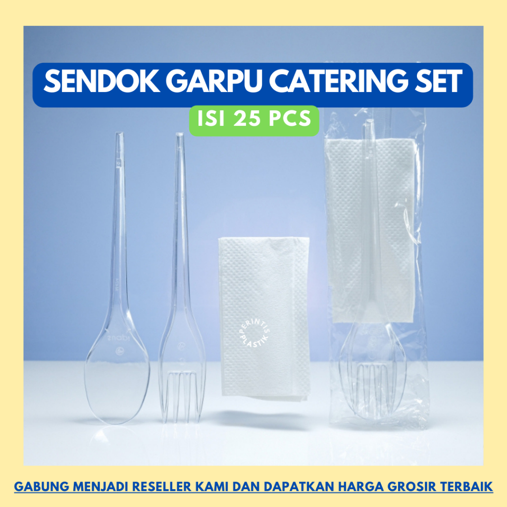 Set Sendok, Garpu Plastik dan Tissue isi 25 pcs/Sendok Garpu Catering Set