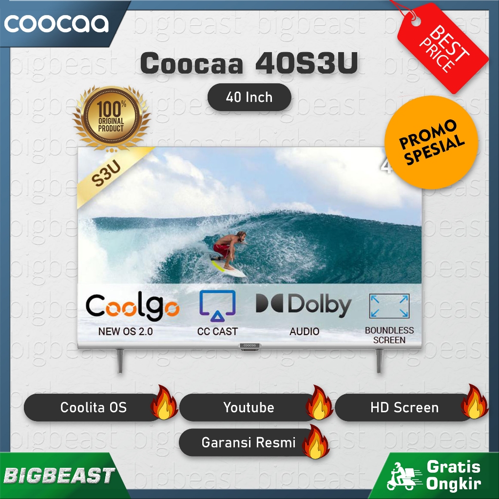 Coocaa 40S3U / S3U 40 Inch Smart LED TV Digital Bezel-less