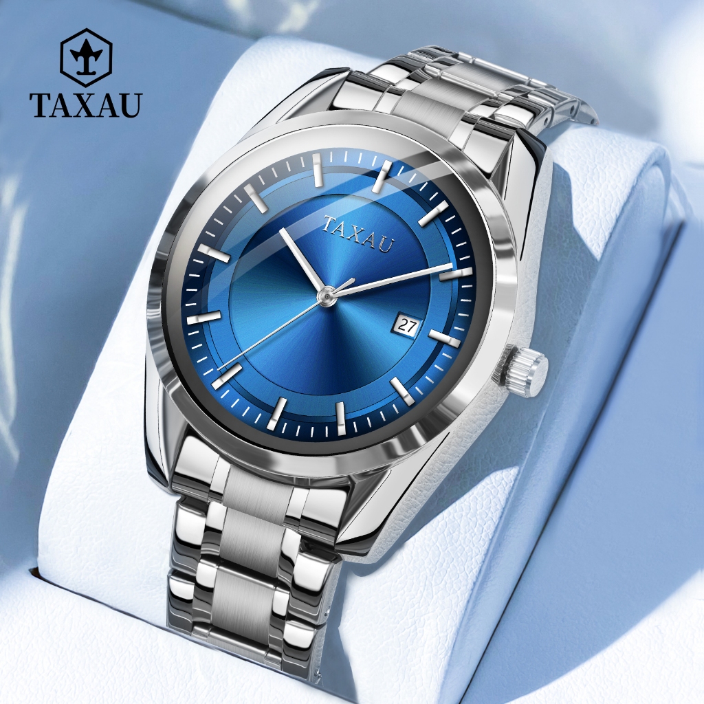 TAXAU Jam Tangan Pria Anti Air Original Analog Casual Fashion Stainless Steel Jam Tangan Rantai Pria