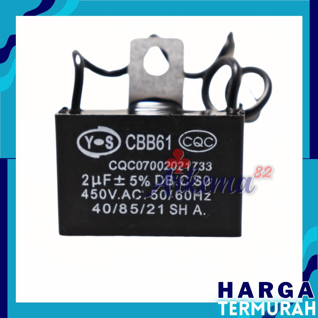KAPASITOR KOTAK KABEL 2UF | KAPASITOR FAN | KAPASITOR POMPA | KAPASITOR KOTAK KIPAS ANGIN