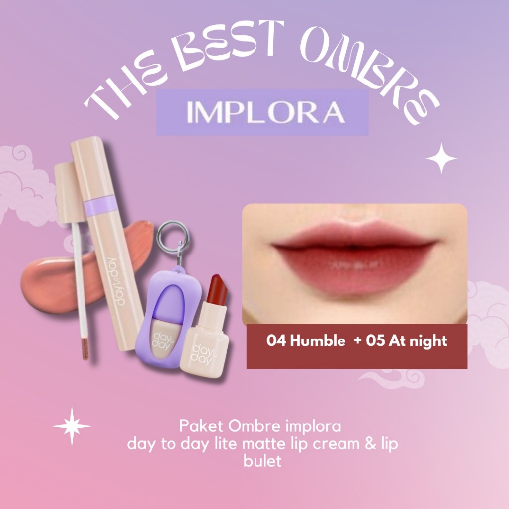 MFI - Paket Ombre Implora Day To Day Lite Matte Lip Cream + Lip Bullet Matte Lip Cream | Ombre Lip C