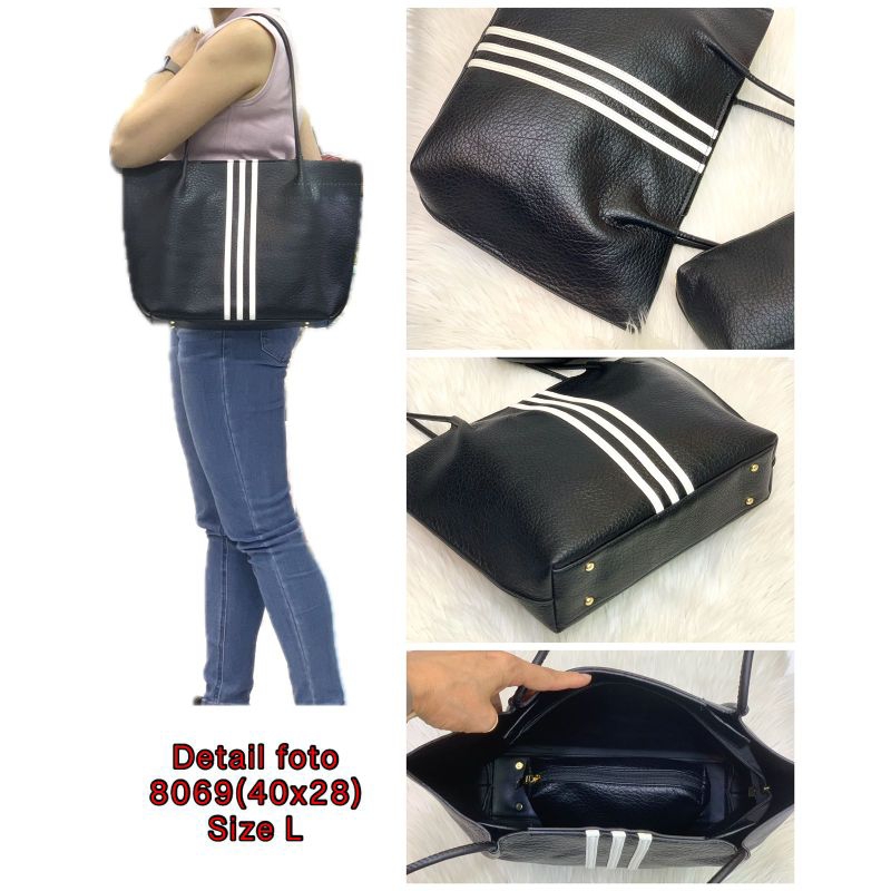 TOTE BAG TAS BAHU WANITA IMPOR BAHAN PU FREE POUCH