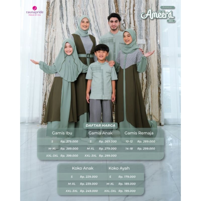 SARIMBIT AMEERA MINT BY RAUNA/SARIMBIT KELUARGA RAUNA/GAMIS COUPLE