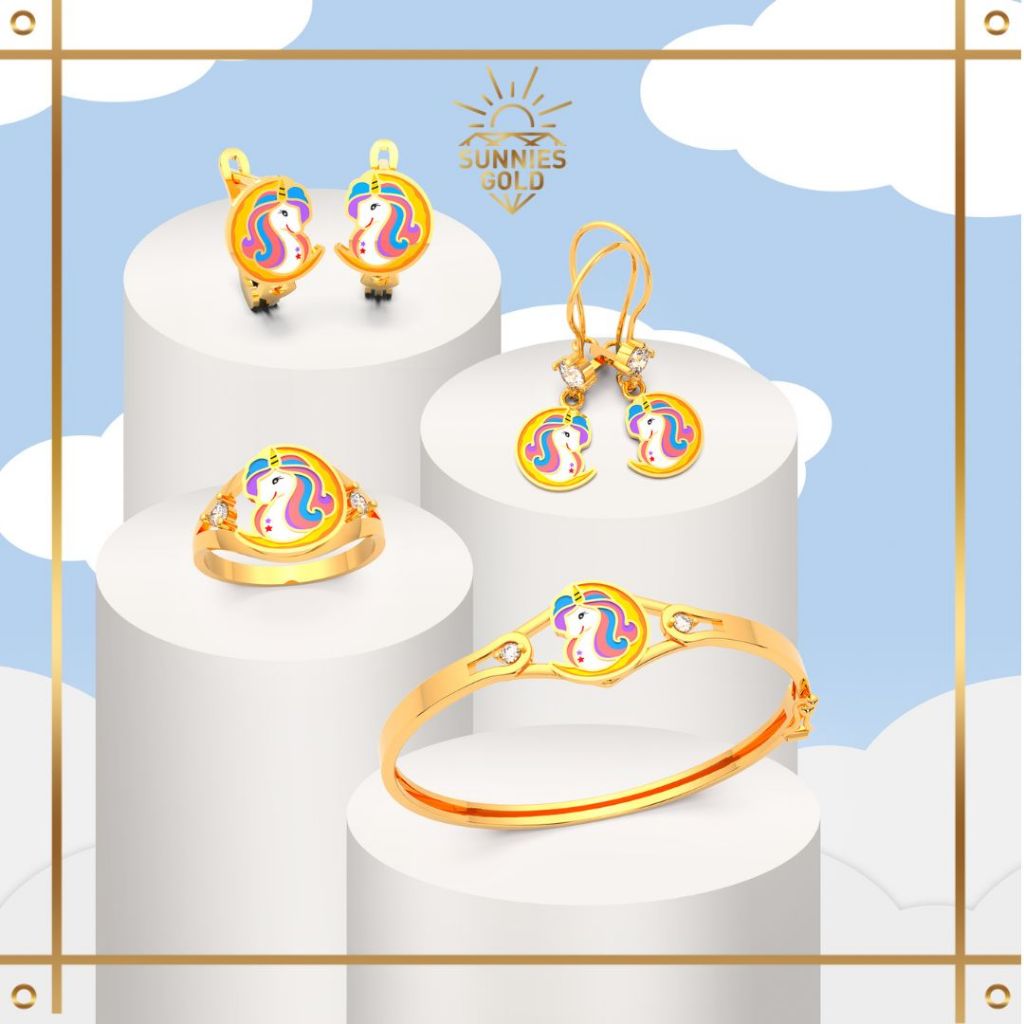 ANTING UNICORN EMAS ASLI KADAR 375 (8K) DAN 300 (6K) ANTING ANAK LUCU ATM 215, AKLK 116